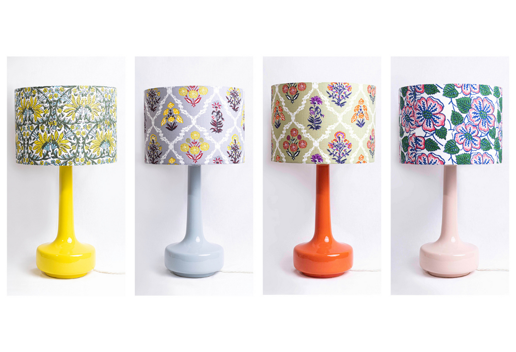 New Block-Print Fabric Lampshades!