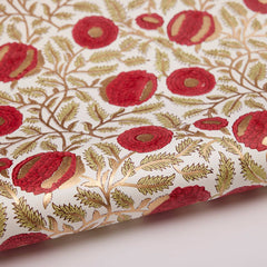 Block Printed Luxury Wrapping Paper - Marigold Scarlet - Winter's Moon 
