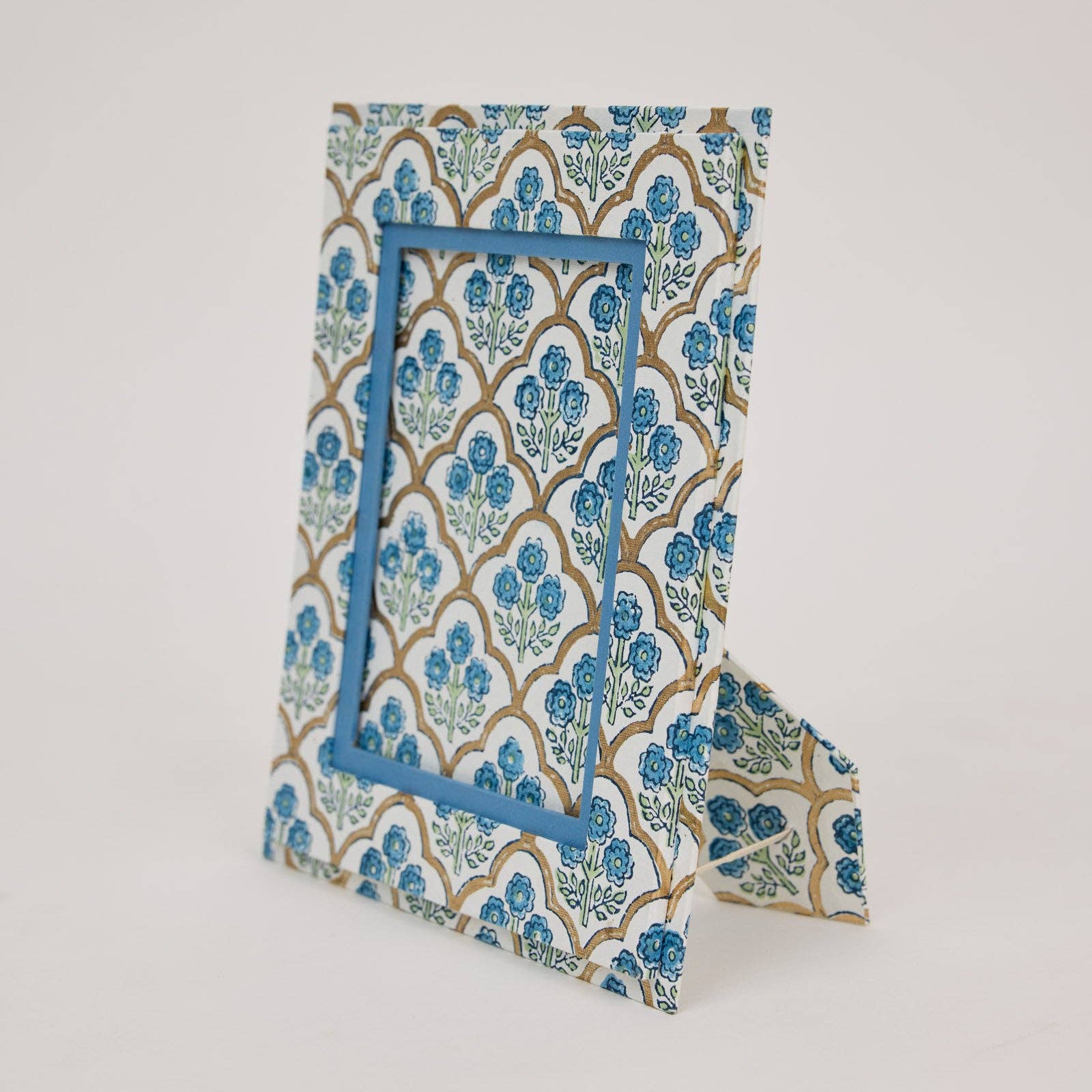 Block Printed Picture Frame - Trellis Indigo - Winter's Moon 
