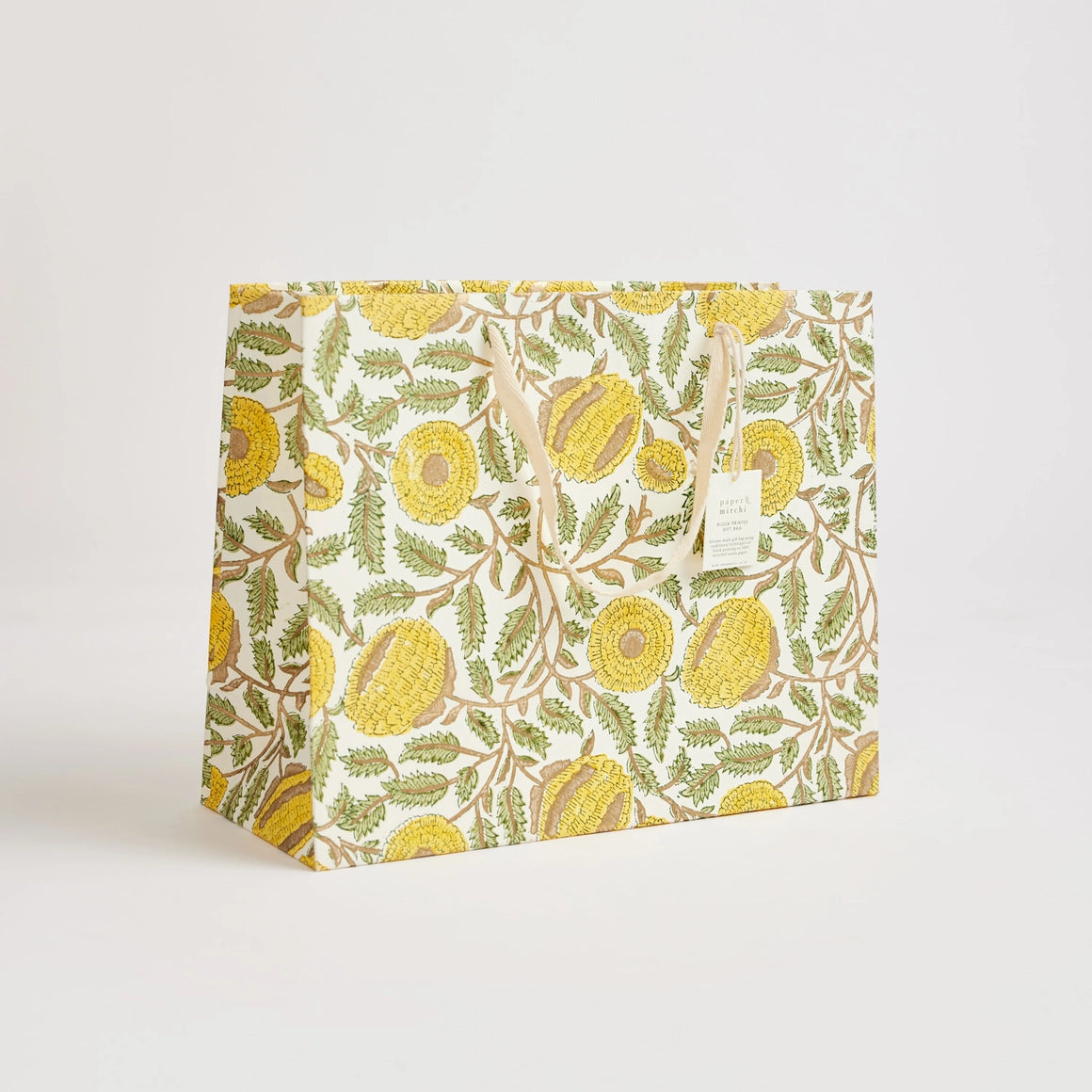 Block Printed Luxury Gift Bags - Large (Sunshine) - Winter's Moon 
