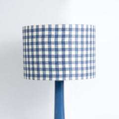 Small Gingham Linen Lampshade - Blue & White - Winter's Moon 