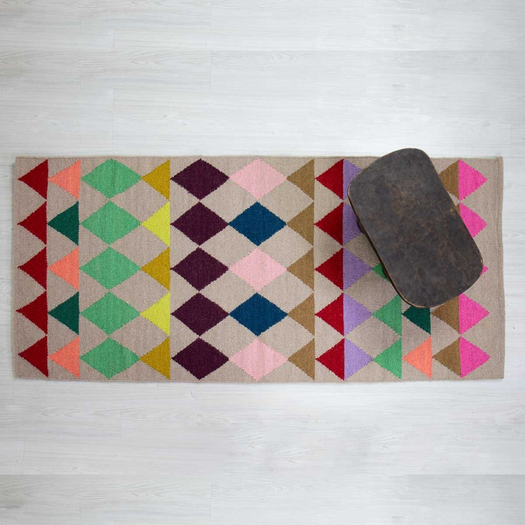 Handmade colourful woven rug