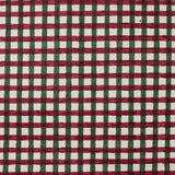 Block Printed Wrapping Paper Sheets - Gingham Holly Green