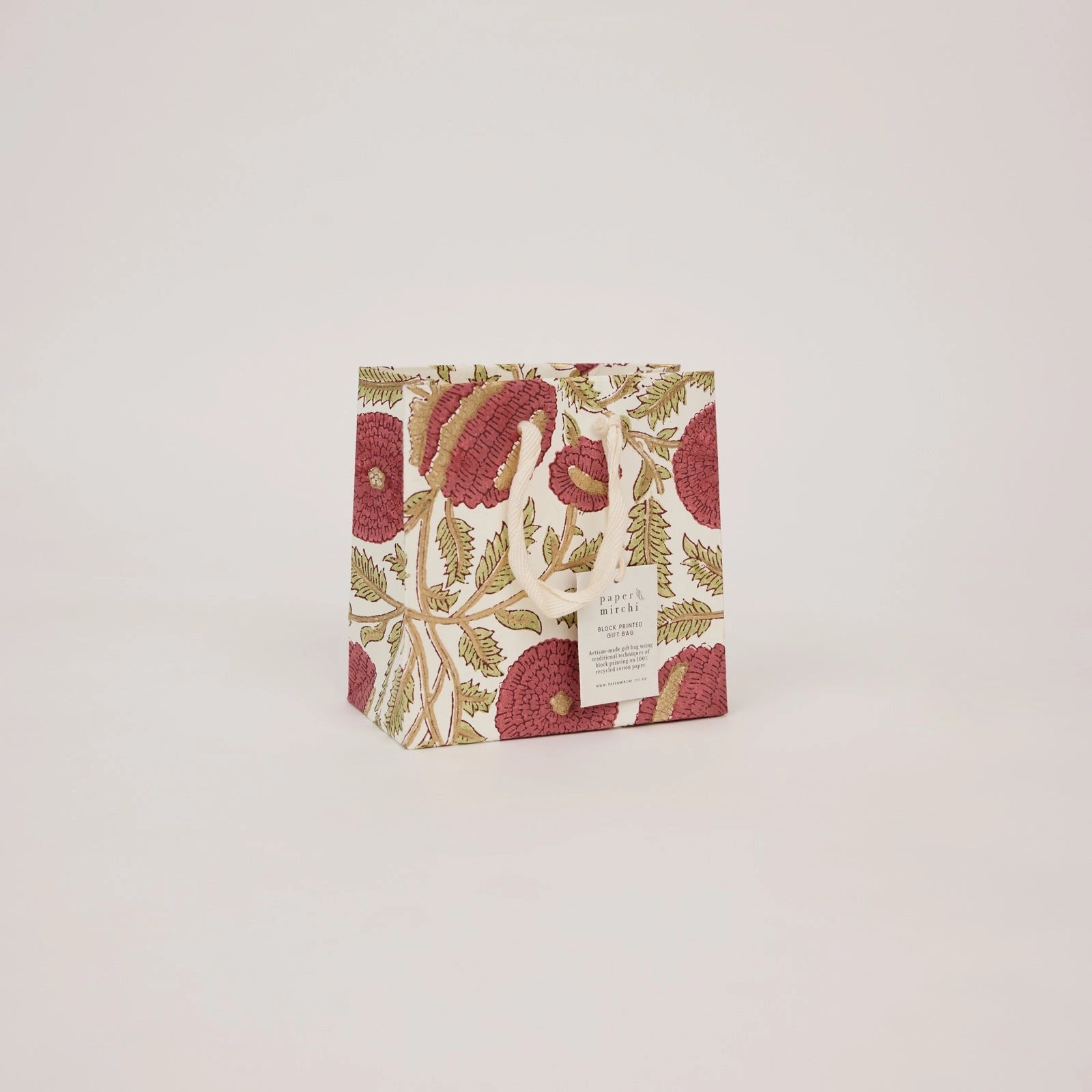Block Printed Luxury Gift Bags - Small (Scarlet) - Winter's Moon 