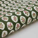 Block Printed Wrapping Paper Sheets - Scallop Tiles Holly Green