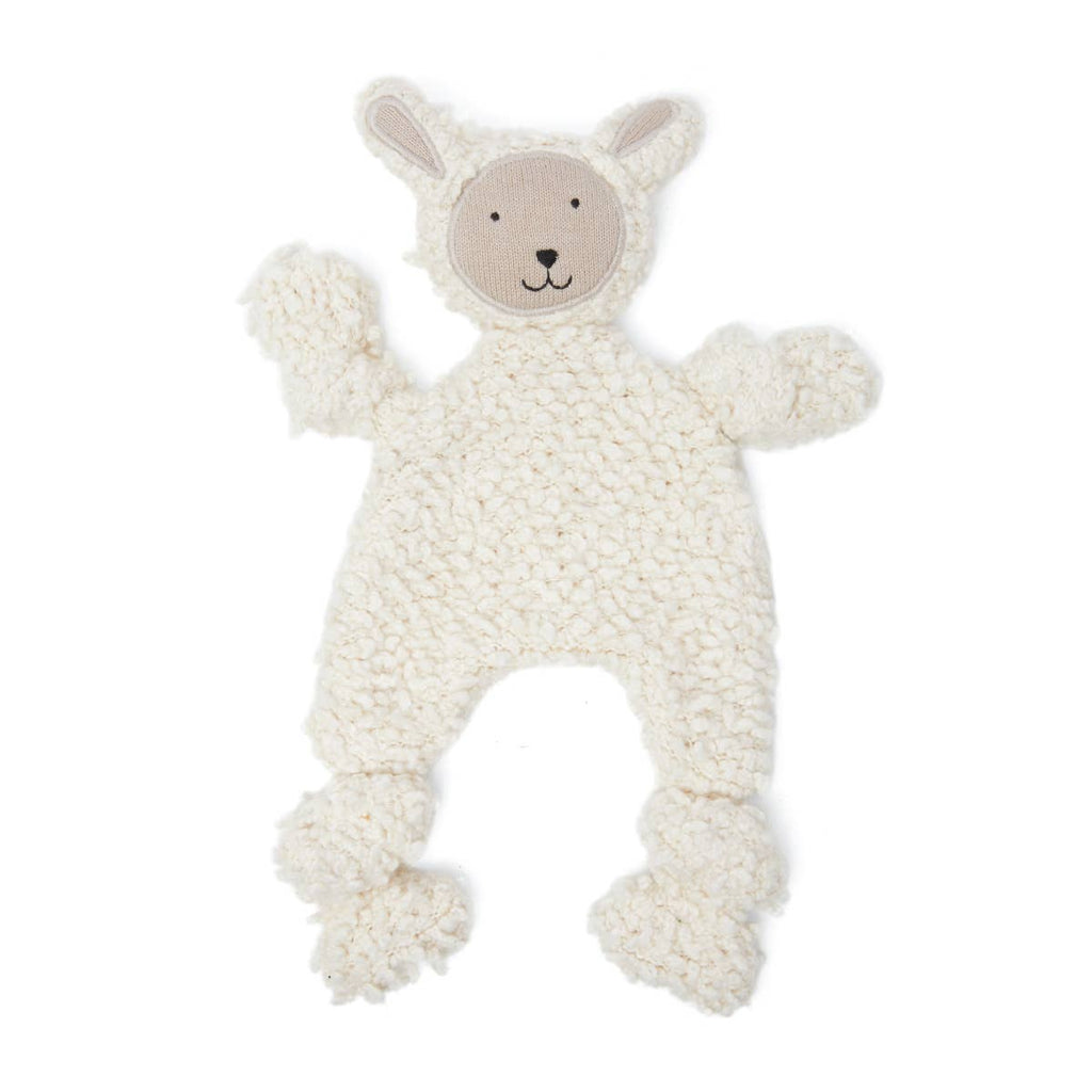 Sheep comforter baby toy on white background