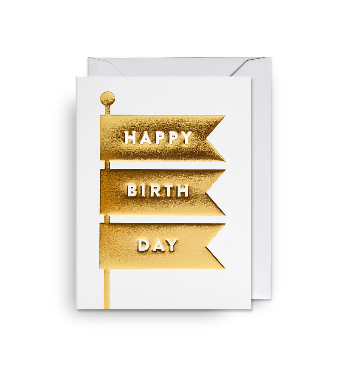 'Happy Birthday' Banner Gold Foil Mini Greetings Card - Winter's Moon 