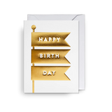 'Happy Birthday' Banner Gold Foil Mini Greetings Card - Winter's Moon 