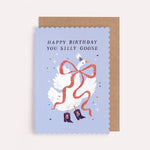sister paper co. - happy birthday you silly goose illustrated card with kraft envelope on pale background - winter's moon