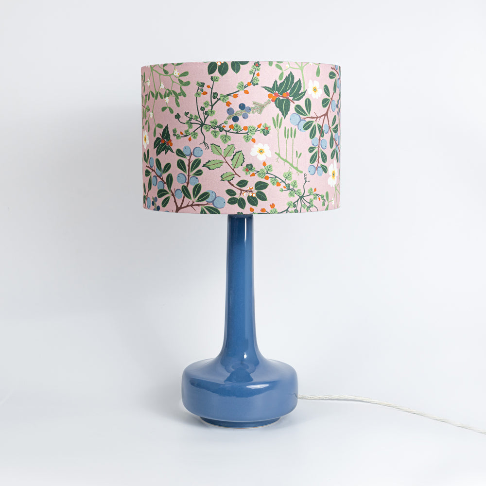 Blue Table Lamp & 'Blackthorn' Shade - Winter's Moon 