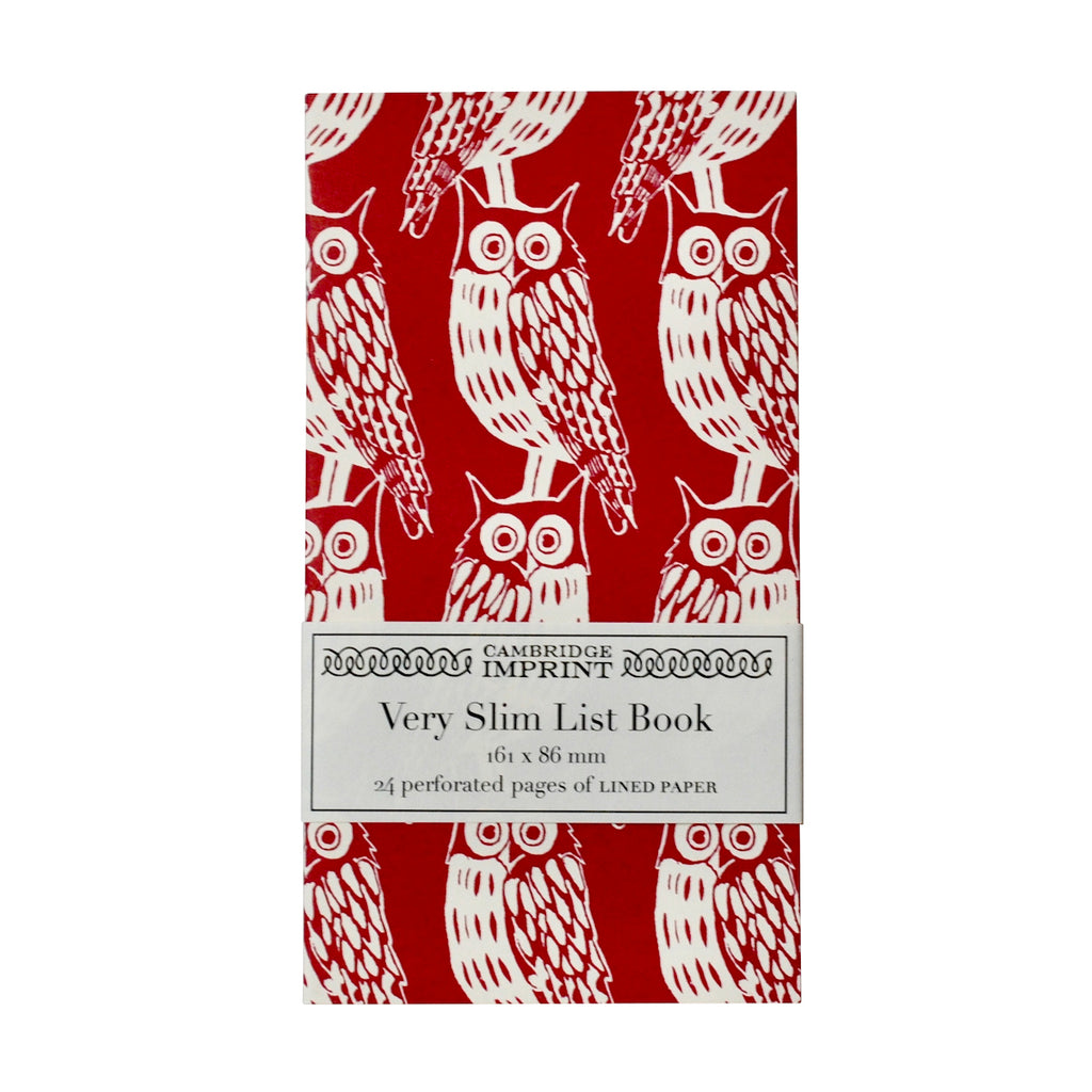 Red Very Slim List Book - Owls