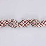 Block Printed Ribbon 3m - Red & Green Gingham
