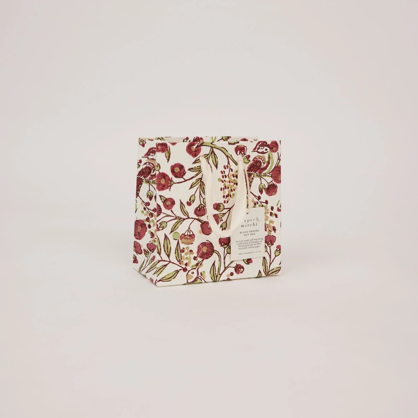 Block Printed Luxury Gift Bags - Small (Scarlet) - Winter's Moon 