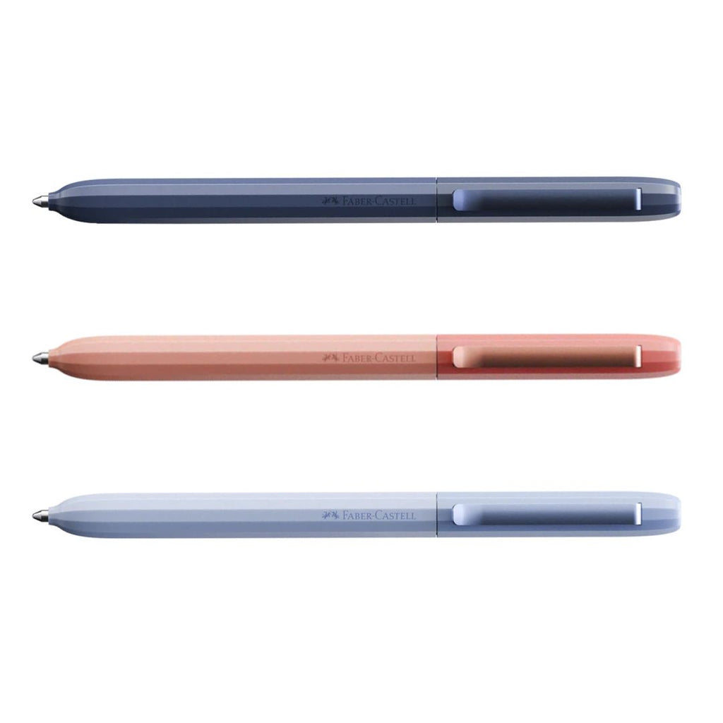 Three styluses in different colors on a white background