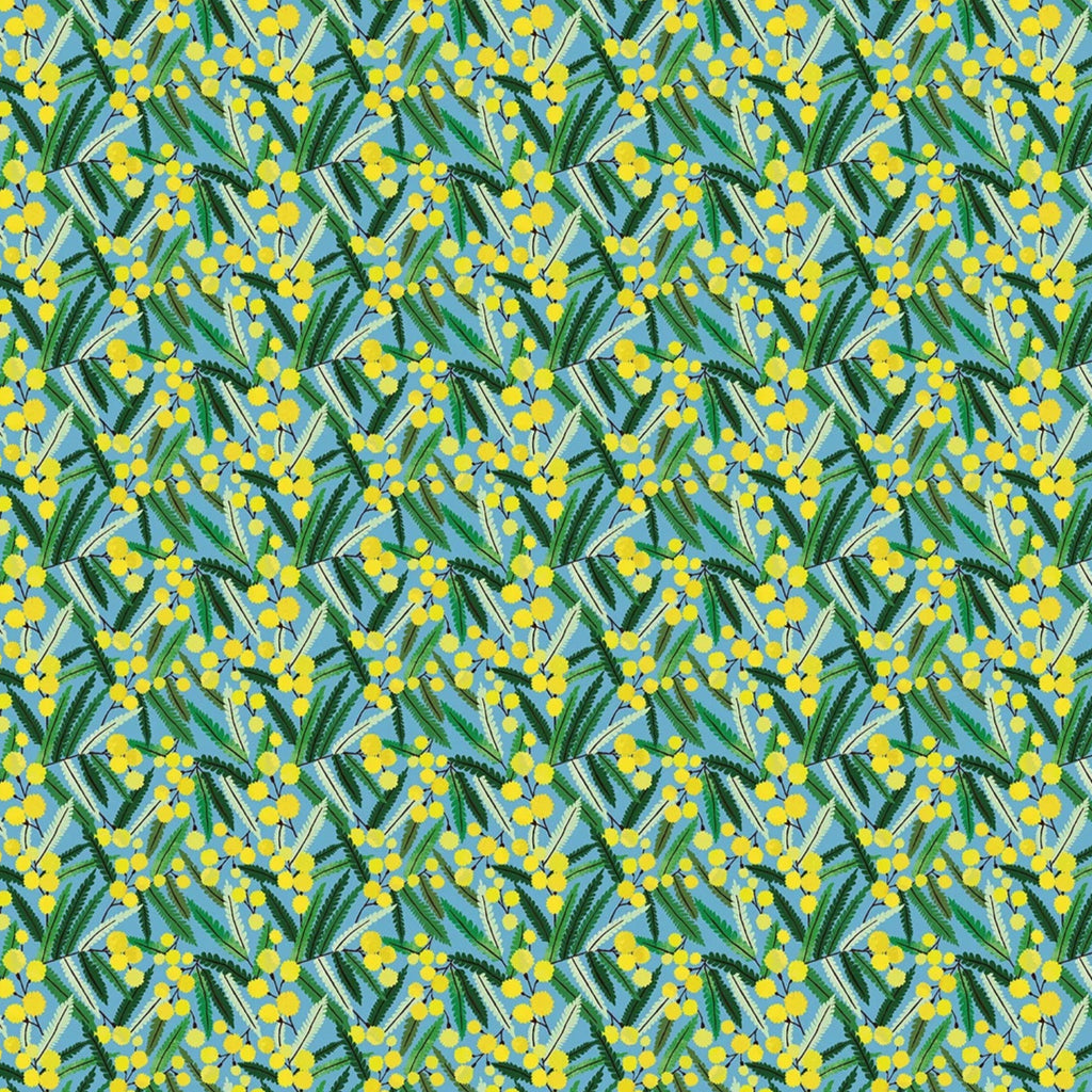 Patterned paper with green and yellow floral design