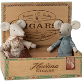 Maileg Grandma and Grandpa Mice in Cigarbox