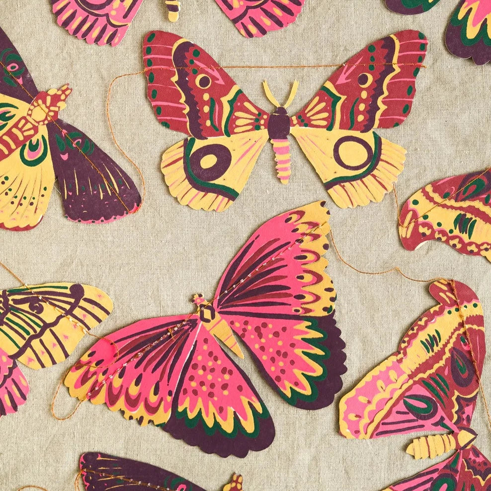 Screen printed butterfly garland by East End Press 