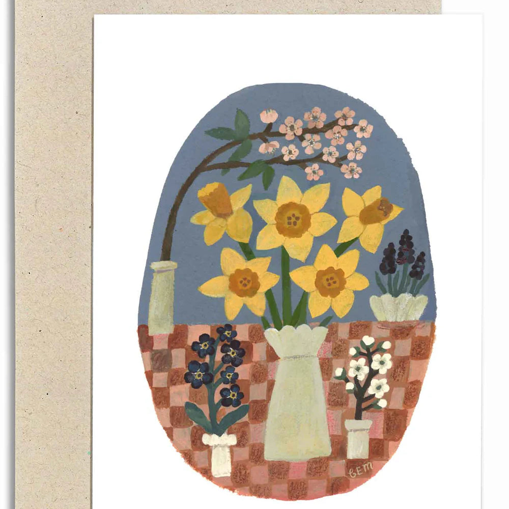 'Daffodils on the Table' Greetings Card - Winter's Moon 