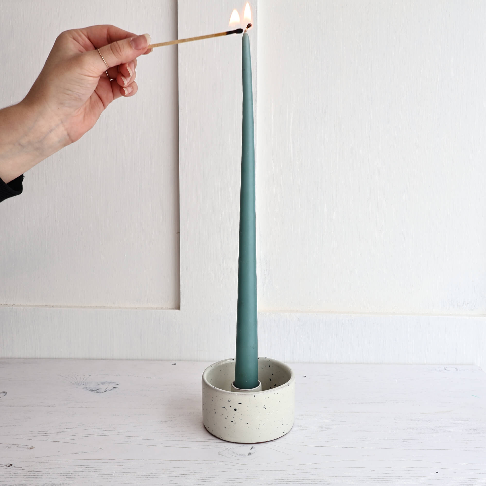 Tapered Dinner Candles - Hanging Pair - Winter's Moon 