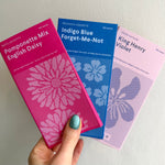 piccolo seeds - sweet love flowers collection packets, pomponette, forget me-not, violet - winter's moon