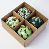 Papier Mâché Baubles - Green