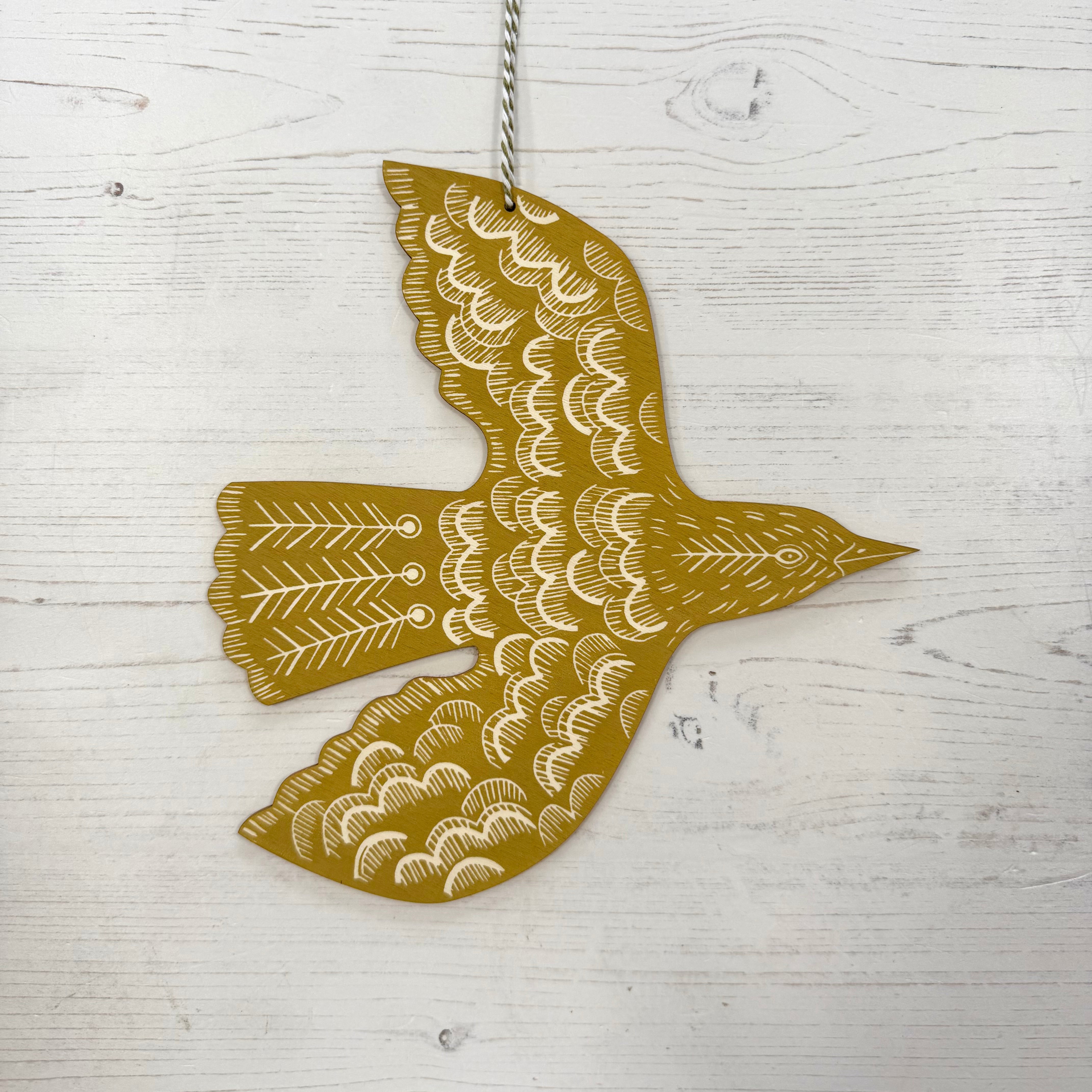 Plywood Hanging Blackbird - Winter's Moon 