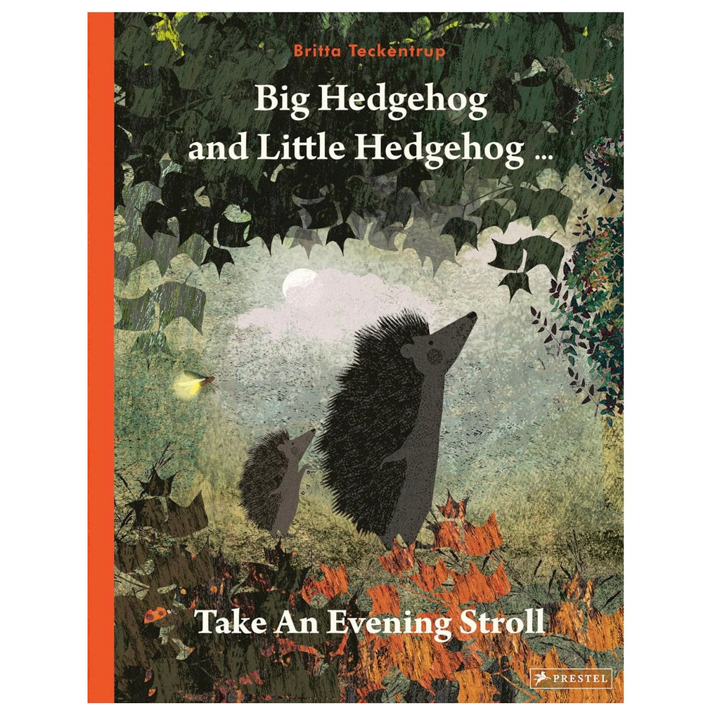 Book cover of 'Big Hedgehog and Little Hedgehog... Take An Evening Stroll' with hedgehogs and nature illustration.