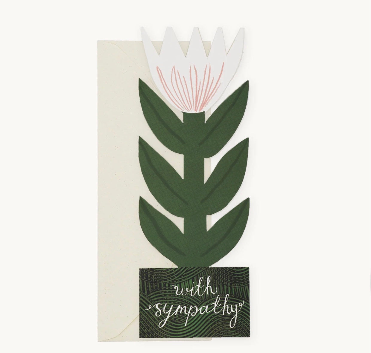 'With Sympathy' Stand Up Flower Greetings Card - Winter's Moon 