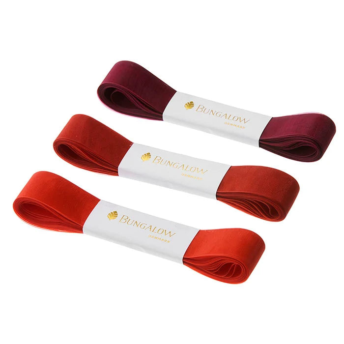 bungalow denmark - trio of organza ribbon in reds - winter's moon