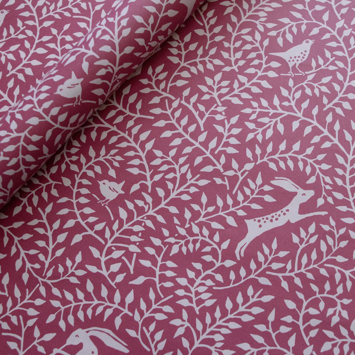 'Dancing Hare' Berry Wrapping Paper - Winter's Moon 