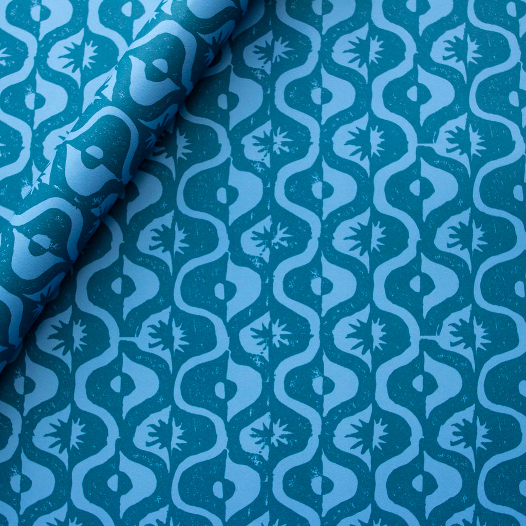 'Medallion' navy blue Wrapping Paper by Cambridge Imprint