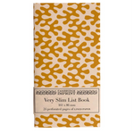 Cambridge Imprint very slim list book with gold and beige pattern on a white background