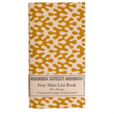 Cambridge Imprint very slim list book with gold and beige pattern on a white background