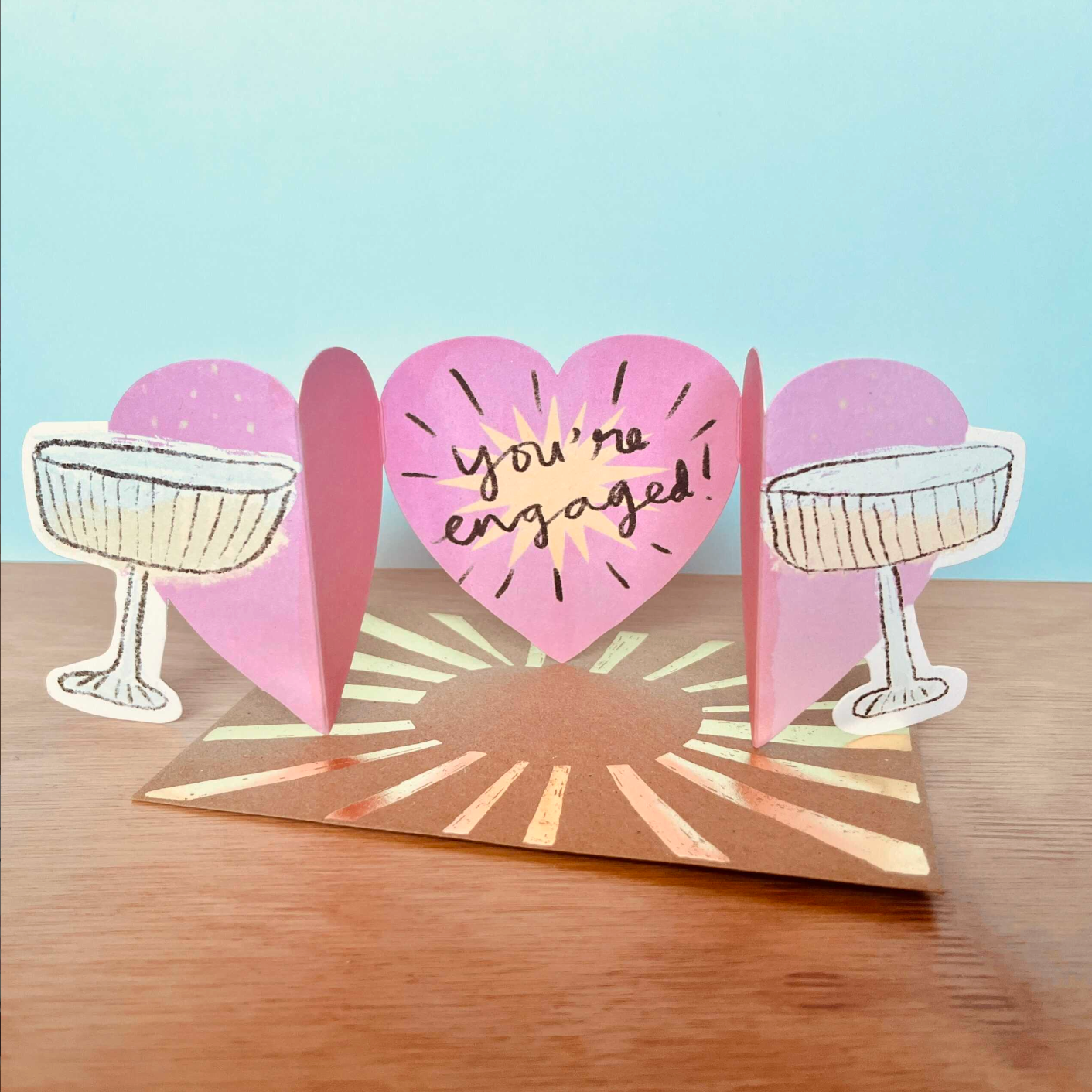 'Clinking Glasses' Cut-Out Greetings Card - Winter's Moon 