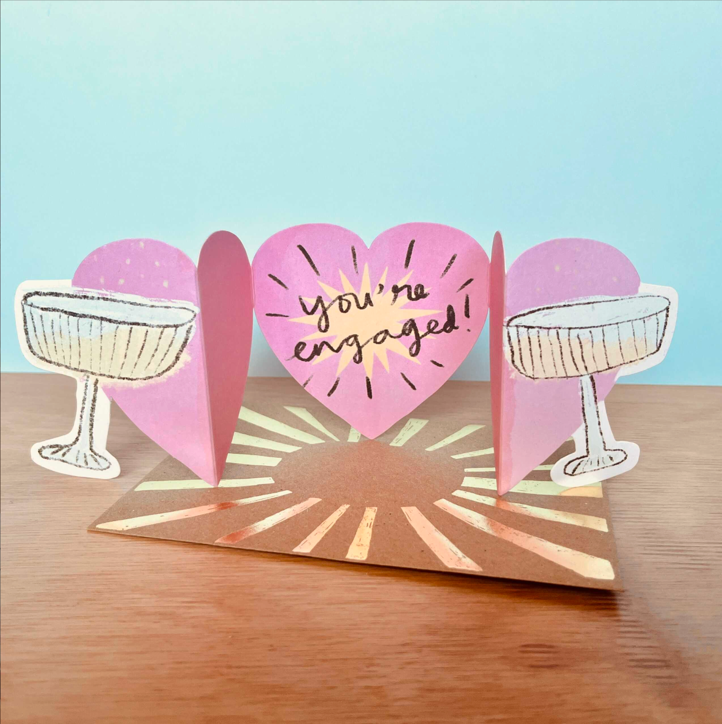 'Clinking Glasses' Cut-Out Greetings Card - Winter's Moon 
