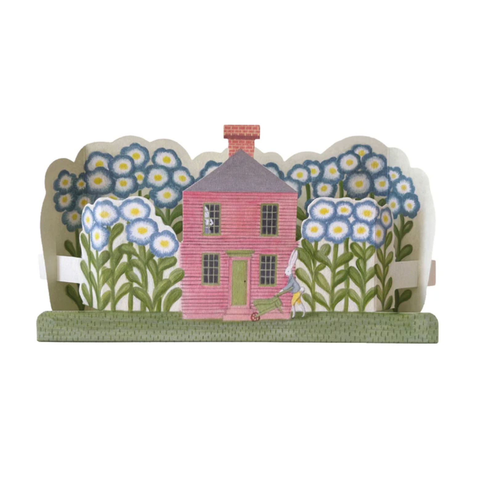 elizabeth harbour designs - rabbit house diorama pop-up card on white background - winter's moon