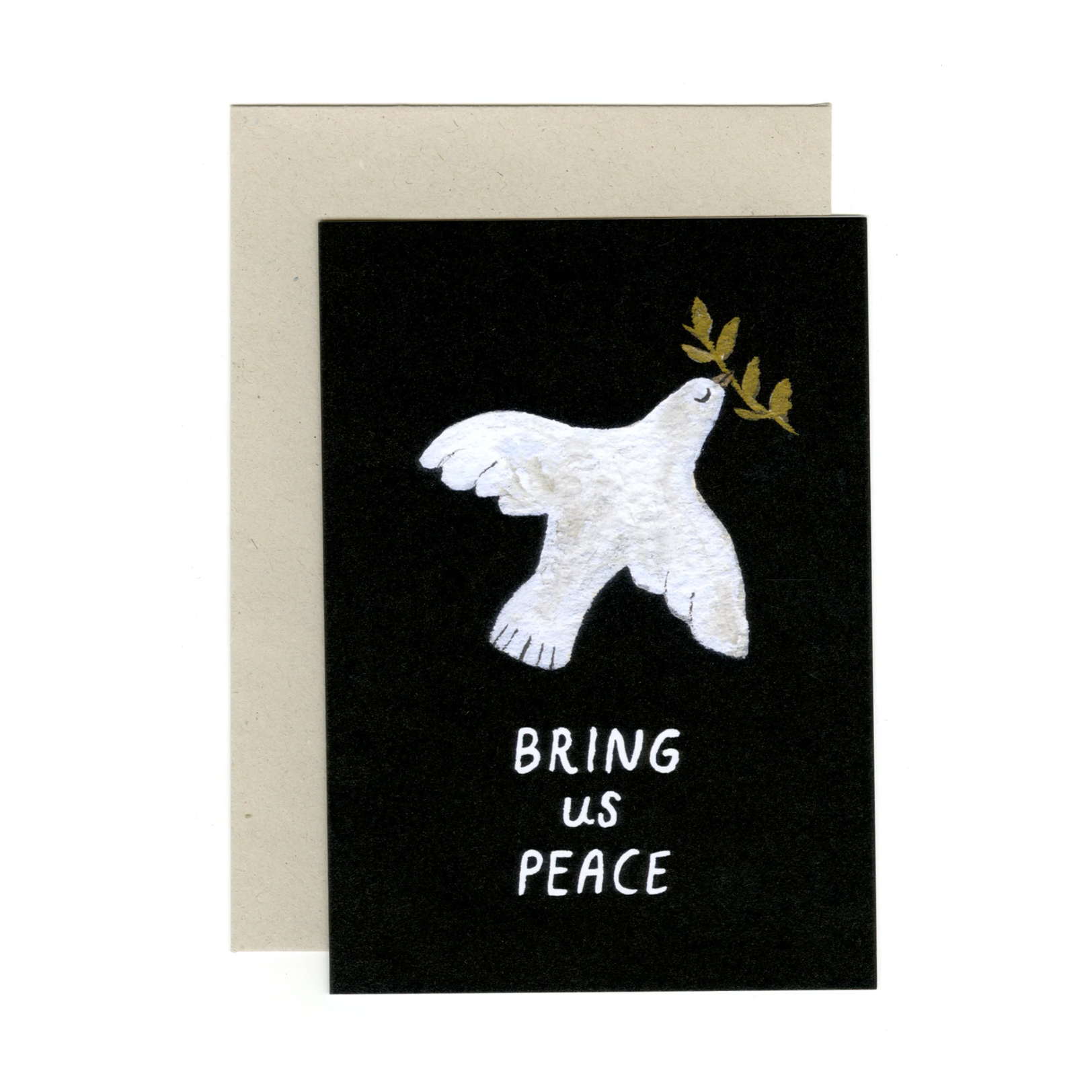 gemma koomen - bring us peace christmas card with dove illustration - winter's moon