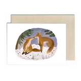 gemma koomen - winter foxes greetings card with envelope - winter's moon