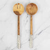 Wooden Dotted Salad Servers - Winter's Moon 