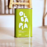 olea pia - tin of extra virgin olive oil on countertop - winter's moon