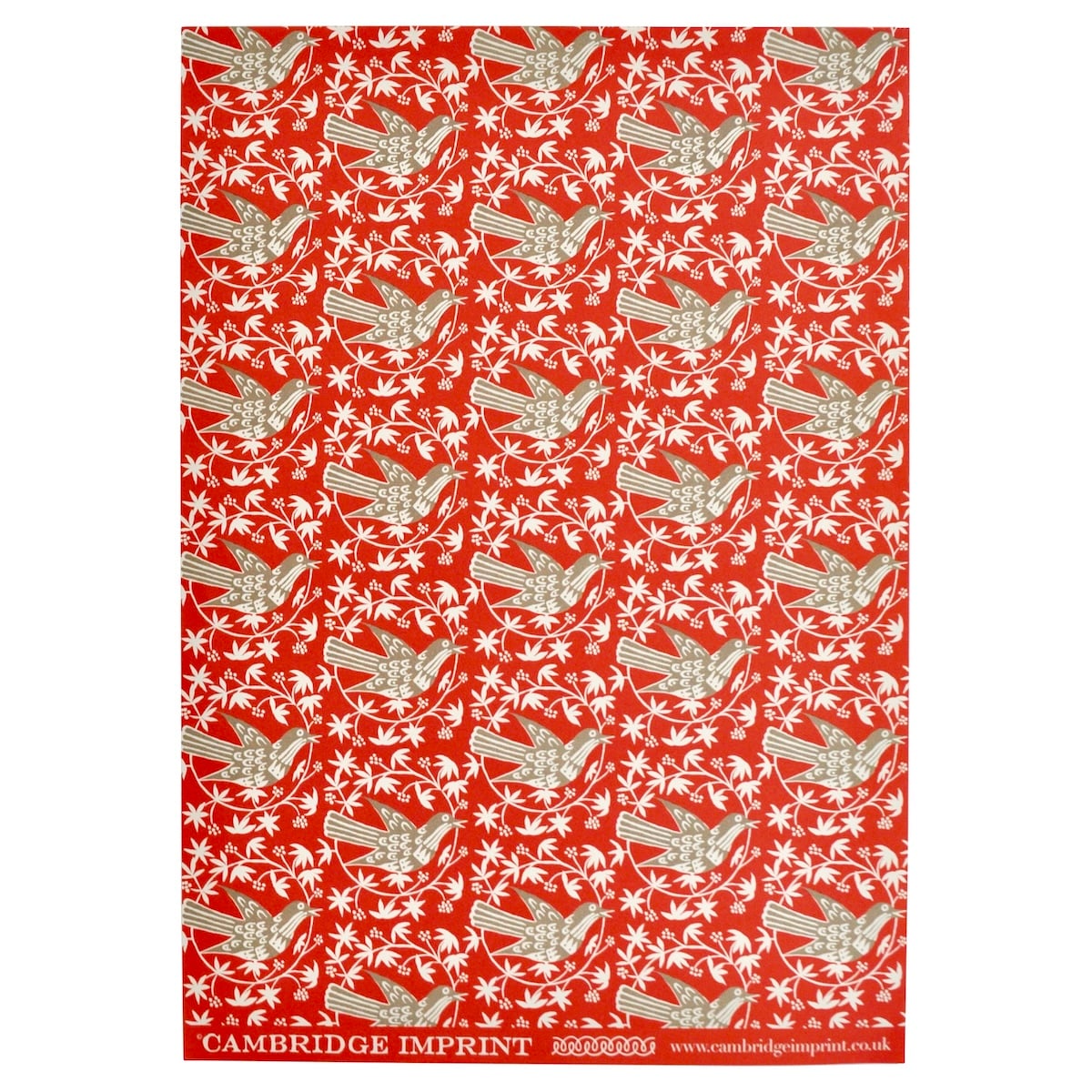 cambridge imprint - 'songbird rosehip' wrapping paper - winter's moon