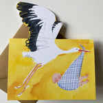 esther kent - stork mantelpiece pop-up greetings card - winter's moon
