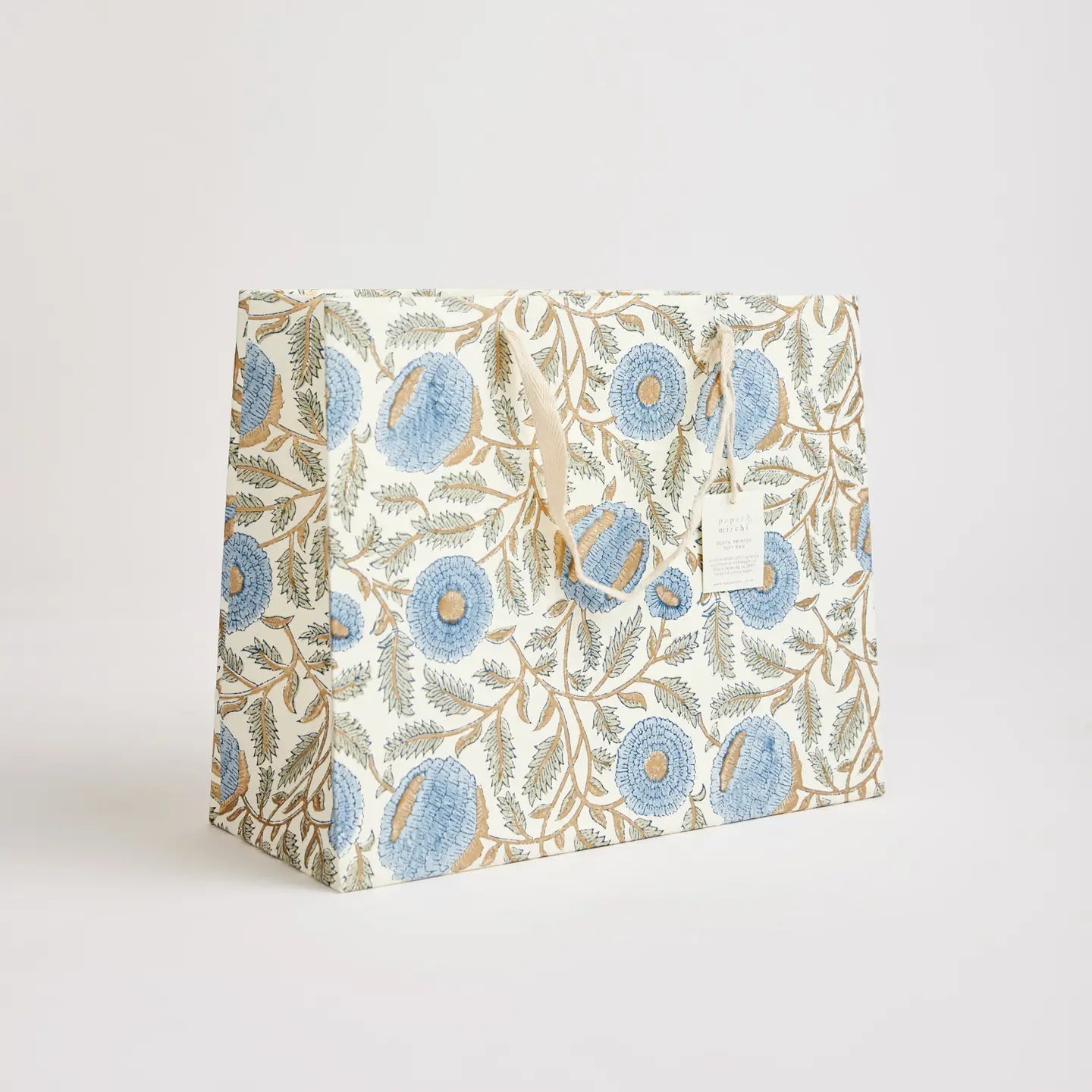 Block Printed Luxury Gift Bags - Large (Bluestone) - Winter's Moon 
