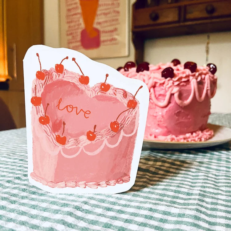 'Love Heart Cake' Greetings Card - Winter's Moon 