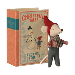 maileg - christmas baby mouse in book - winter's moon