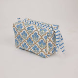 Organic Cotton Toiletry Bag (Small) - Trellis Indigo