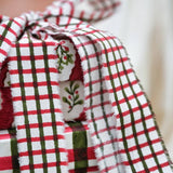 Block Printed Ribbon 3m - Red & Green Gingham
