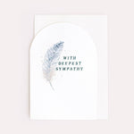 sister paper co - deepest sympathy feather card with envelope on pale background - winter's moon