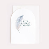 sister paper co - deepest sympathy feather card with envelope on pale background - winter's moon
