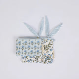 Organic Cotton Zipped Pouch Set 2pk - Floral Blue Stone